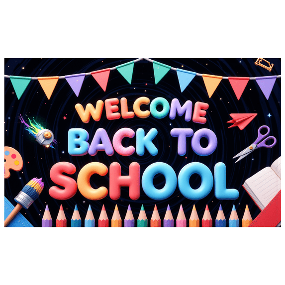 Colorful Theme Welcome Back to School Decorative Banner for Classroom Decoration School Event Kids