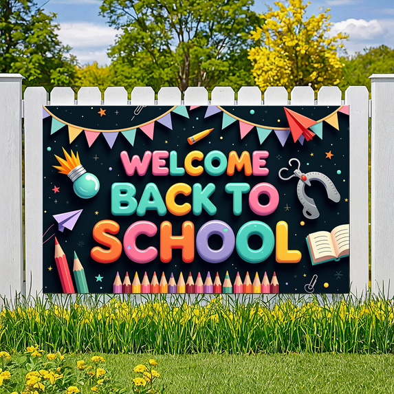 Colorful Theme Welcome Back to School Decorative Banner for Classroom Decoration School Event Kids