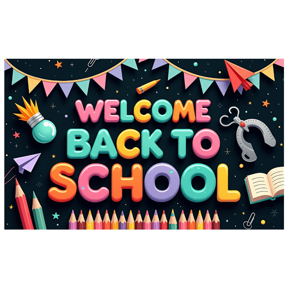 Colorful Theme Welcome Back to School Decorative Banner for Classroom Decoration School Event Kids