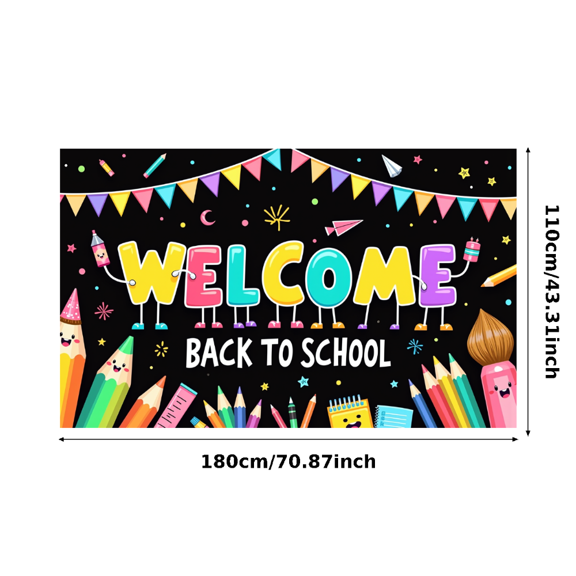 Colorful Theme Welcome Banner Decorative Design School Supplies Back to School Banner for Classroom Decoration School Events Kids Parties