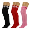 thumbnail image 1 of Colorful Thigh High Socks for Women Over The Knee Warm Long Boot Socks 3 Pairs - (Black-Red-Pink), 1 of 7