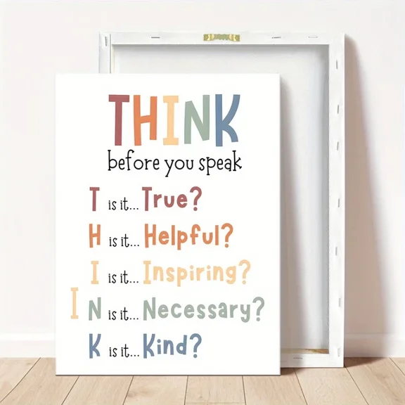 Colorful Think Speech Rule Text Rustic Art Prints For Bedroom Decor Home Decor Office Wall Art
