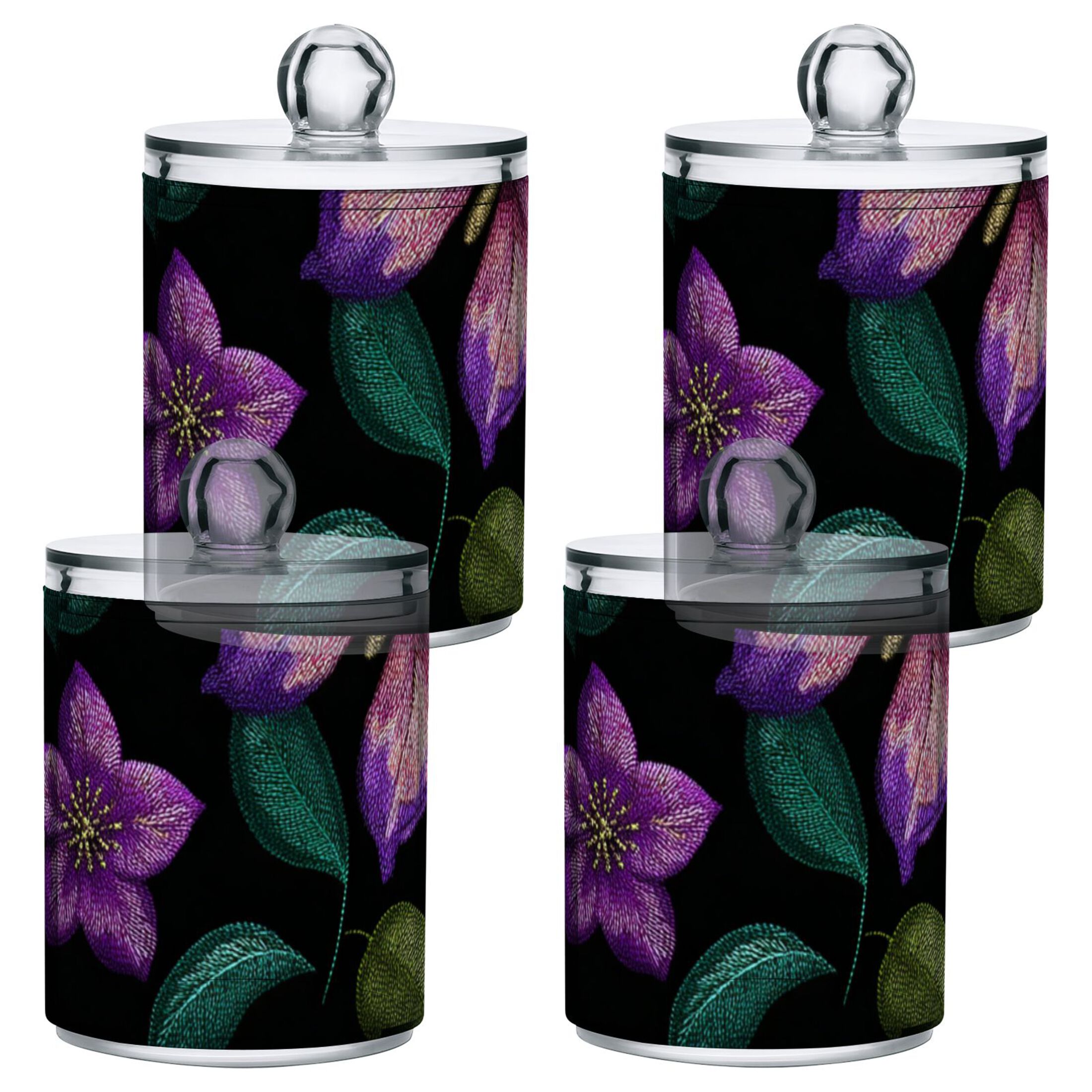 Colorful Thread Hand Sewn Butterflies Translucent Plastic Cans Storage ...