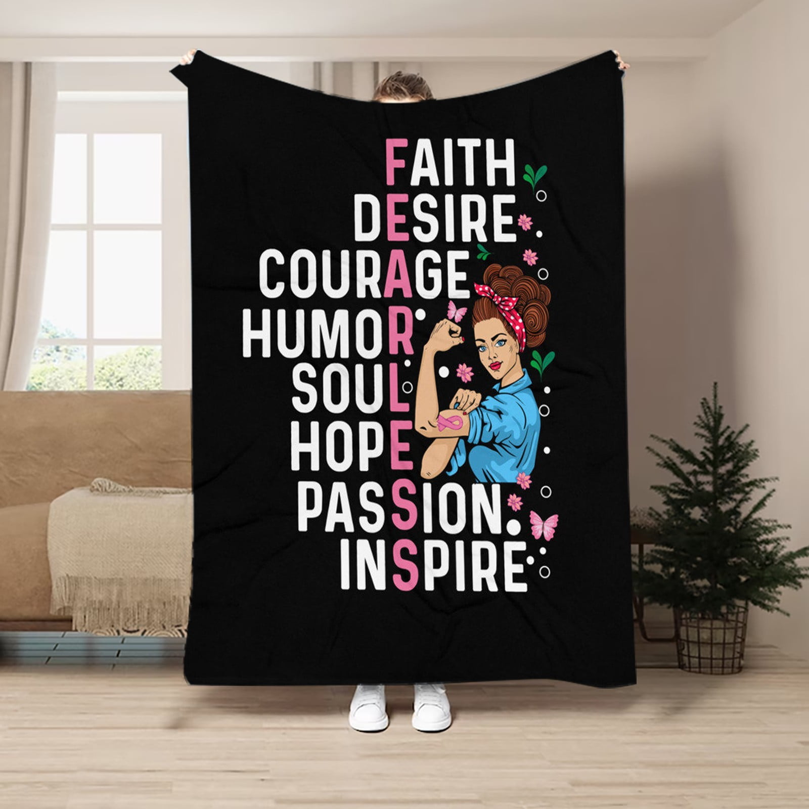 Colorful Throw Blanket for Couch Flannel Cute Warm Ribbon Blanket