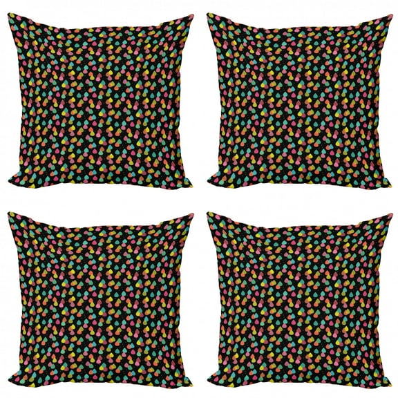 Ambesonne Colorful Throw Pillow Cover 4 Pack, Abstract Raindrops Art, 16", Multicolor