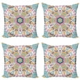 thumbnail image 1 of Colorful Throw Pillow Cushion Case Pack of 4, Abstract Style Floral Art Motif Consisting of Pastel Colored Lines and Shapes, Modern Accent Double-Sided Print, 4 Sizes, Multicolor, by Ambesonne, 1 of 2
