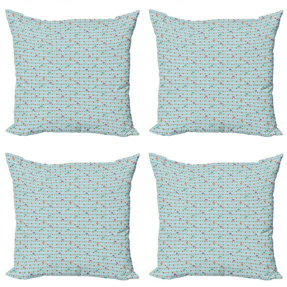 Ambesonne Colorful Throw Pillow Cover 4 Pack, Birds on Festival Flags, 24", Multicolor