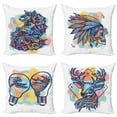 thumbnail image 1 of Ambesonne Colorful Throw Pillow Cover 4 Pack, Deer with Antlers Native, 24", Multicolor, 1 of 2