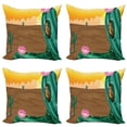 thumbnail image 1 of Ambesonne Colorful Throw Pillow Cover 4 Pack, Desert Cactus and Bird, 24", Multicolor, 1 of 2