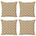 thumbnail image 1 of Colorful Throw Pillow Cushion Case Pack of 4, Geometric Arrangement with Oval Honeycomb Pattern Half Circles and Hexagon Shapes, Modern Accent Double-Sided Print, 4 Sizes, Multicolor, by Ambesonne, 1 of 2