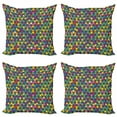 thumbnail image 1 of Colorful Throw Pillow Cushion Case Pack of 4, Grid Mosaic Composition with Triangles Abstract Tile Design Retro Style Inspired, Modern Accent Double-Sided Print, 4 Sizes, Multicolor, by Ambesonne, 1 of 2