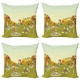 thumbnail image 1 of Colorful Throw Pillow Cushion Case Pack of 4, Group of Cartoon Explorer Boys on the Field Exploring Discovering Having Fun, Modern Accent Double-Sided Print, 4 Sizes, Multicolor, by Ambesonne, 1 of 2