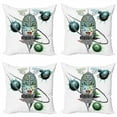 thumbnail image 1 of Colorful Throw Pillow Cushion Case Pack of 4, Pattern of Futuristic Girl Fantasy World Items Clock and Planets, Modern Accent Double-Sided Print, 4 Sizes, Pale Blue and Multicolor, by Ambesonne, 1 of 2