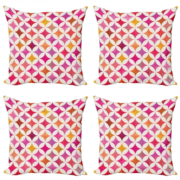 Ambesonne Colorful Throw Pillow Cover 4 Pack, Semi Circles and Stars, 20", Multicolor