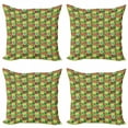thumbnail image 1 of Ambesonne Colorful Throw Pillow Cover 4 Pack, Whimsical Floral Art, 16", Multicolor, 1 of 2