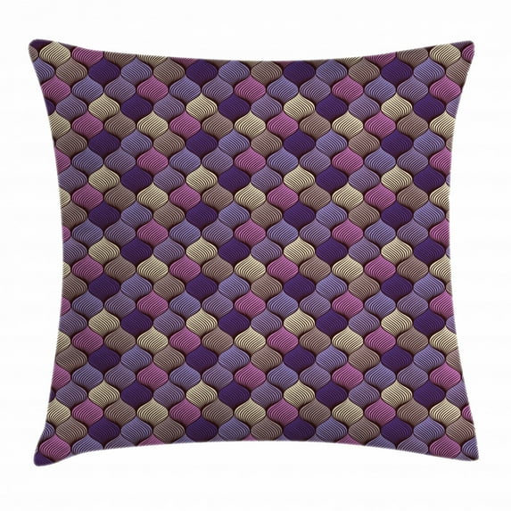 Colorful Throw Pillow Cushion Cover, Abstract Braid Design in Purple and Beige Shades Intricate Curves and Lines Doodle, Decorative Square Accent Pillow Case, 24 X 24 Inches, Multicolor, by Ambesonne