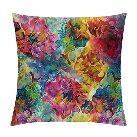 Colorful Throw Pillow Cushion Cover, Abstract Modern Art Expression Pattern Illustration Design Artwork, Decorative Square Accent Pillow Case for Living Room Decor,Blue Magenta