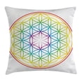 thumbnail image 1 of Colorful Throw Pillow Cushion Cover, Flower of Life Pattern Radiant Colors Cosmic Dimension Space Forms Artful Print, Decorative Square Accent Pillow Case, 20 X 20 Inches, Multicolor, by Ambesonne, 1 of 2
