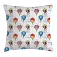 thumbnail image 1 of Colorful Throw Pillow Cushion Cover, Hand Drawn Sketches Clouds and Hot Air Balloons Kids Playroom Nursery, Decorative Square Accent Pillow Case, 24 X 24 Inches, Multicolor, by Ambesonne, 1 of 2