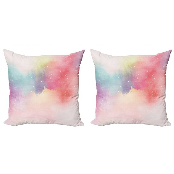 Ambesonne Colorful Throw Pillow Cover 2 Pack, Abstract Digital Paint, 16", Multicolor