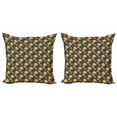 thumbnail image 1 of Colorful Throw Pillow Cushion Cover Pack of 2, Abstract Hand Drawn Flowers Pattern Repeating Petals on Teal Tone Background, Zippered Double-Side Digital Print, 4 Sizes, Multicolor, by Ambesonne, 1 of 2