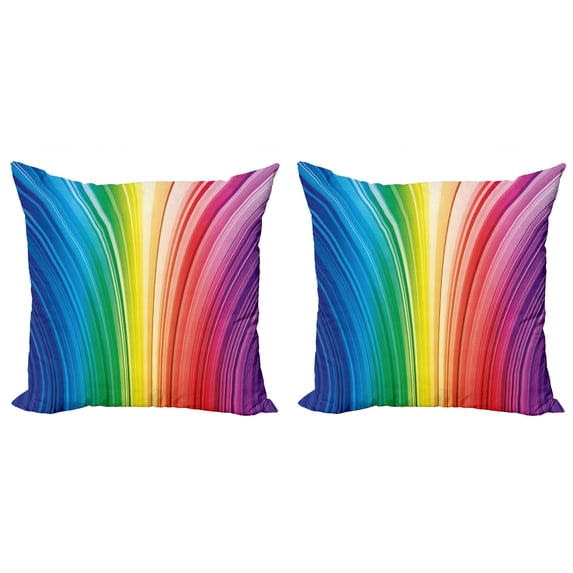 Ambesonne Modern Throw Pillow Cover 2 Pack, Psychedelic Stripes, 20", Magenta Blue