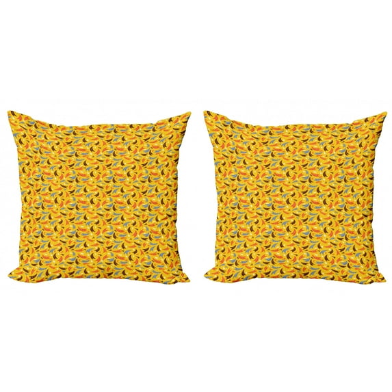 Colorful Throw Pillow Cushion Cover Pack of 2, Abstract Tails Doodle Pattern with Space Theme Funky Spotty Childish Composition, Zippered Double-Side Digital Print, 4 Sizes, Multicolor, by Ambesonne