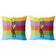 thumbnail image 1 of Ambesonne Colorful Throw Pillow Cover 2 Pack, Cartoon Fox Fashion Funny, 16", Multicolor, 1 of 2