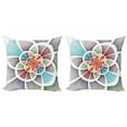 thumbnail image 1 of Ambesonne Colorful Throw Pillow Cover 2 Pack, Circles Fractal Lines, 20", Multicolor, 1 of 2