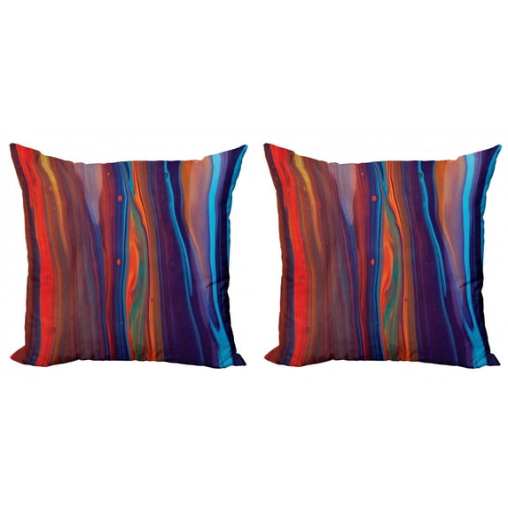 Ambesonne Colorful Throw Pillow Cover 2 Pack, Close up of Oil Painting, 16", Multicolor