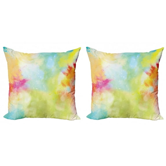 Ambesonne Colorful Throw Pillow Cover 2 Pack, Cloudy Milky Way Boho, 16", Multicolor