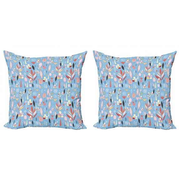 Ambesonne Colorful Throw Pillow Cover 2 Pack, Autumn Leaves Garden, 24", Multicolor