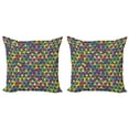 thumbnail image 1 of Colorful Throw Pillow Cushion Cover Pack of 2, Grid Mosaic Composition with Triangles Abstract Tile Design Retro Style Inspired, Zippered Double-Side Digital Print, 4 Sizes, Multicolor, by Ambesonne, 1 of 2