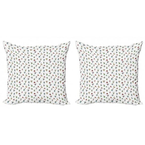 Ambesonne Colorful Throw Pillow Cover 2 Pack, Playing in Field, 24", Multicolor