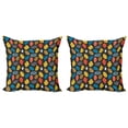 thumbnail image 1 of Colorful Throw Pillow Cushion Cover Pack of 2, Nature Inspired Doodle Style Pattern with Lively Colored Foliage and Dots, Zippered Double-Side Digital Print, 4 Sizes, Multicolor, by Ambesonne, 1 of 2