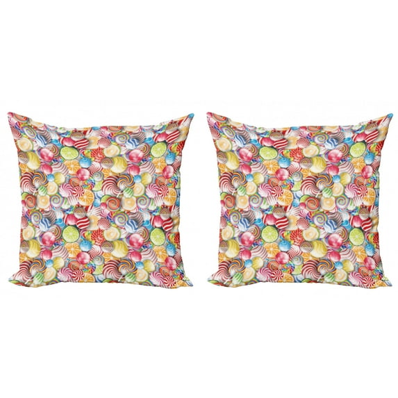 Ambesonne Colorful Throw Pillow Cover 2 Pack, Candy Store, 18", Multicolor