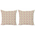 thumbnail image 1 of Ambesonne Colorful Throw Pillow Cover 2 Pack, Summer Nature Doodle, 20", Multicolor, 1 of 2