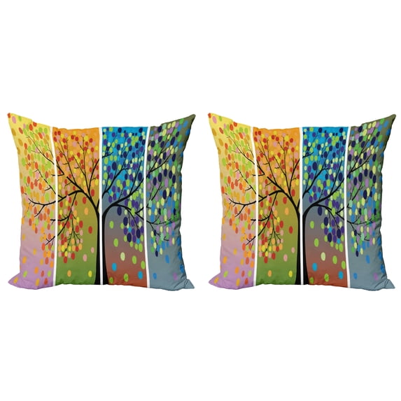Ambesonne Colorful Throw Pillow Cover 2 Pack, Digital Drawing, 18", Multicolor