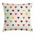 thumbnail image 1 of Colorful Throw Pillow Cushion Cover, Vintage Tile of Hearts with Distressed Grungy Look Valentine`s Day Love Theme, Decorative Square Accent Pillow Case, 16 X 16 Inches, Multicolor, by Ambesonne, 1 of 2