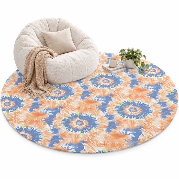 Colorful Tie Area Rug 5', Dye Style Soft Mat Non-Slip Silicone Backing ...