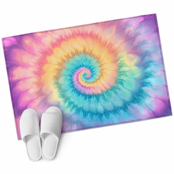 Colorful Tie Dye 2'x3' Washable Rug, Rainbow Ombre Abstract Pattern Art Non-Slip Soft Doormat Area Rugs for Entrance Bathroom Bedsides, Carpet for Kitchen Bedroom, Entryway Floor Mat