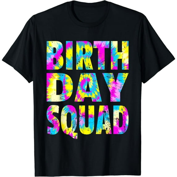 Colorful Tie Dye Birthday Squad Matching Group T-Shirt