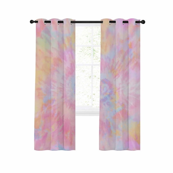 Colorful Tie-Dye,Blackout Curtains 54 Inches Long for Bedroom,Ombre Rainbow Gradient Swirl Aesthetic Art Thermal Insulated Room Darkening Black Out Curtain Panels Grommet Drapes for Living Room