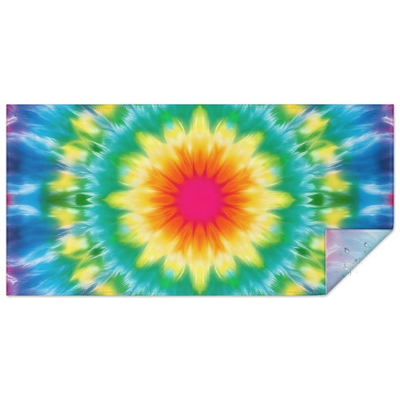 Colorful Tie Dye Blossom Pattern Rectangle Tablecloth 60"x120",Waterproof Polyester Rectangle Table Cloth, Wipeable Spillproof Polyester Tablecloth for Dining, Camping, Indoor and Outdoor