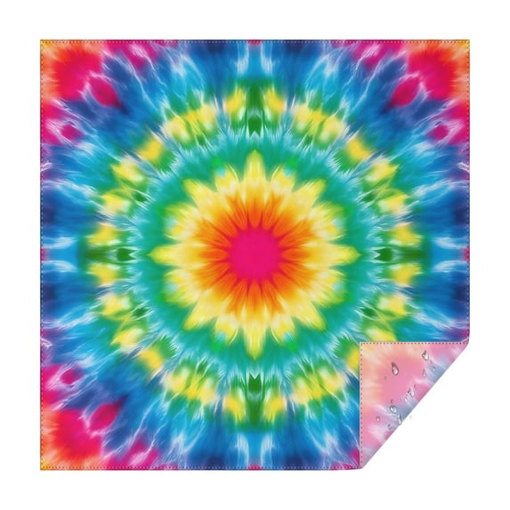 Colorful Tie Dye Blossom Pattern Square Tablecloth,Waterproof Square Table Cover,Wipeable Spillproof Washable Table Cover for Home Kitchen Party Decor 52"x52"(132x132cm)