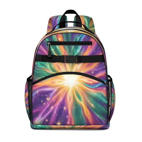 Colorful Tie Dye Burst Pattern Backpack for School,Cute School Bag,Schoolbag with Adjustable Shoulder Straps & Padded Back,15.25"x11.5"x5.25"