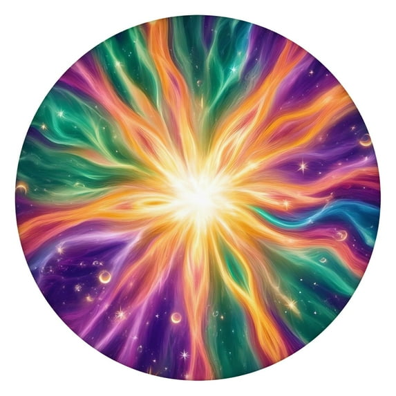 Colorful Tie Dye Burst Pattern Round Fitted Tablecloth with Elastic Edge,Dining Table Cover Waterproof,Outdoor Round Tablecloth for Camping,Dining,Indoor and Outdoor