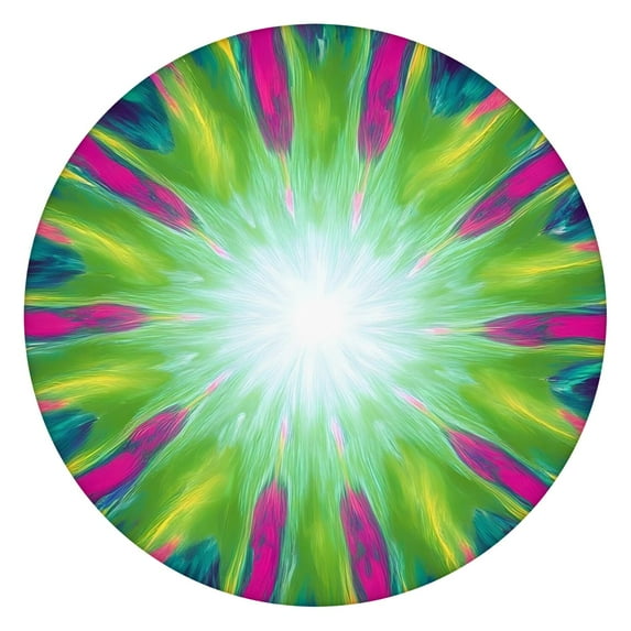 Colorful Tie Dye Burst Pattern Round Fitted Tablecloth with Elastic Edge,Dining Table Cover Waterproof,Outdoor Round Tablecloth for Camping,Dining,Indoor and Outdoor