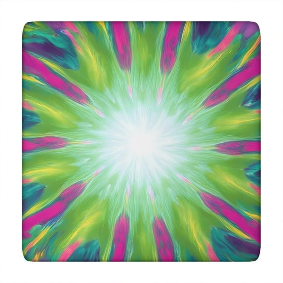 Colorful Tie Dye Burst Pattern Square Fitted Tablecloth with Elastic Edge,Square Table Cover,Washable Elastic Table Cover for Home Kitchen Party Decor 34"x34"