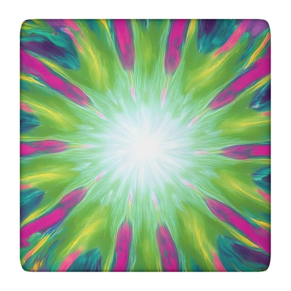 Colorful Tie Dye Burst Pattern Square Fitted Tablecloth with Elastic Edge,Square Table Cover,Washable Elastic Table Cover for Home Kitchen Party Decor 36"x36"
